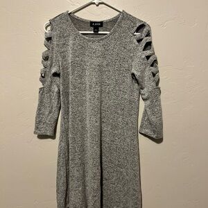 A. Byer Gray Cut-Out Sleeve Dress